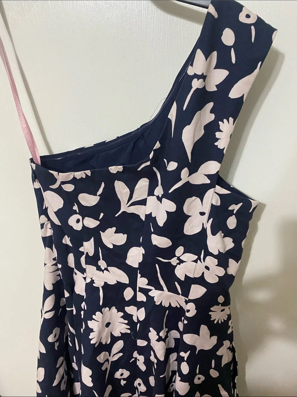 kate spade Navy and Light Pink One-Shoulder Floral Dress